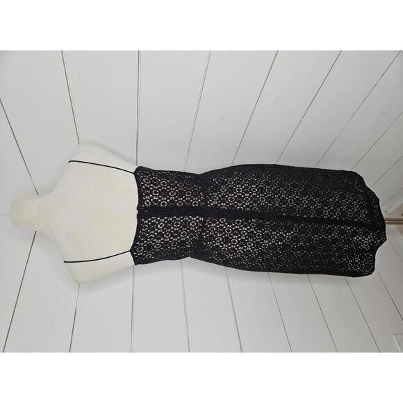 J Crew size 4 black lace with beige liner midi dress - Picture 3 of 6